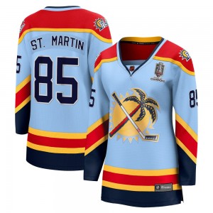 Women's Fanatics Branded Florida Panthers Hunter St. Martin Light Blue Special Edition 2.0 2024 Stanley Cup Champions Jersey - B