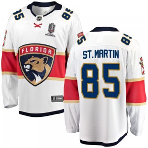 Youth Fanatics Branded Florida Panthers Hunter St. Martin White Away 2024 Stanley Cup Champions Jersey - Breakaway